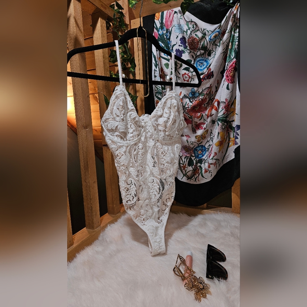 Elegant White Lace Bodysuit